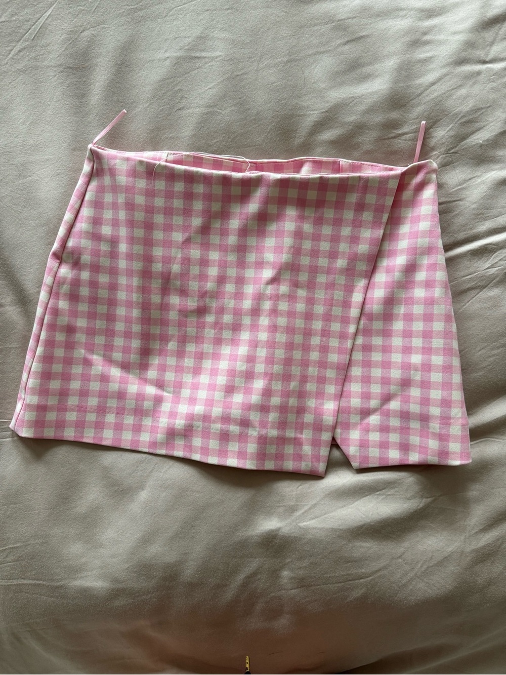 Zara Pink and White Gingham Mini Skort
